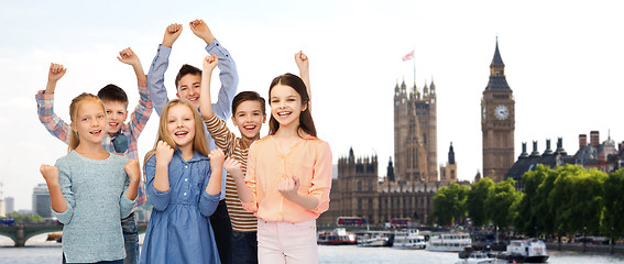 Image showing happy children celebrating victory over london