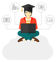 Image showing Graduate sitting on cloud.