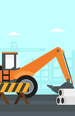 Image showing Background of excavator on construction site.