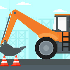 Image showing Background of excavator on construction site.