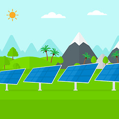 Image showing Background of solar power station in the mountain.