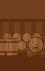 Image showing Background of wine barrels in cellar.