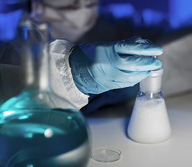 Image showing close up of scientist making test in laboratory