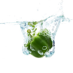 Image showing pepper falling or dipping in water with splash