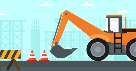 Image showing Background of excavator on construction site.