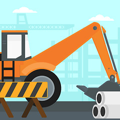 Image showing Background of excavator on construction site.