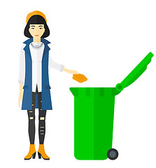 Image showing Woman throwing trash.