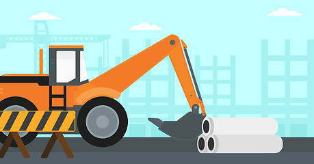 Image showing Background of excavator on construction site.