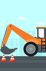 Image showing Background of excavator on construction site.