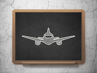 Image showing Tourism concept: Aircraft on chalkboard background