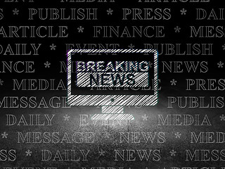 Image showing News concept: Breaking News On Screen in grunge dark room