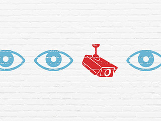 Image showing Security concept: cctv camera icon on wall background