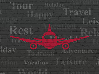 Image showing Vacation concept: Aircraft on wall background