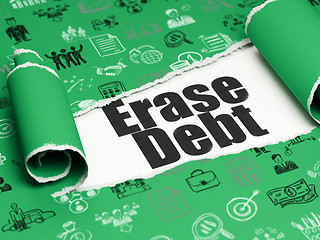 Image showing Business concept: black text Erase Debt under the piece of  torn paper