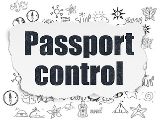 Image showing Vacation concept: Passport Control on Torn Paper background