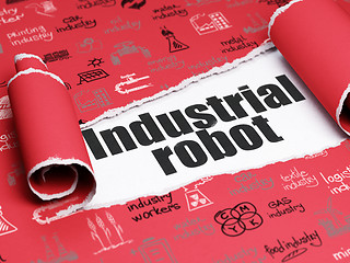 Image showing Industry concept: black text Industrial Robot under the piece of  torn paper