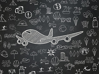 Image showing Travel concept: Airplane on School Board background