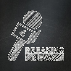 Image showing News concept: Breaking News And Microphone on chalkboard background