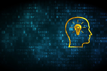 Image showing Education concept: Head With Lightbulb on digital background