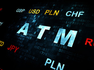 Image showing Currency concept: ATM on Digital background