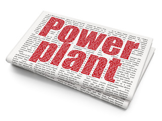 Image showing Manufacuring concept: Power Plant on Newspaper background