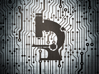 Image showing Science concept: circuit board with Microscope