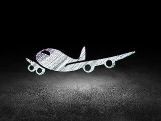 Image showing Vacation concept: Airplane in grunge dark room