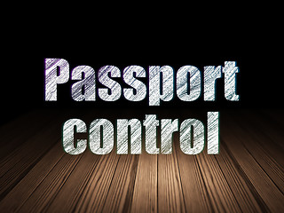 Image showing Travel concept: Passport Control in grunge dark room