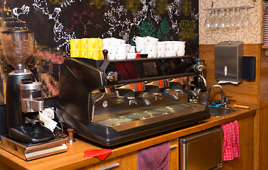 Image showing close up of coffee machine at cafe or restaurant