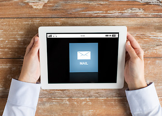 Image showing close up of hands with email message on tablet pc