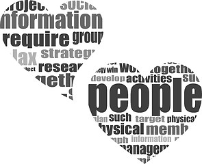 Image showing vector Social media love concept in word tag cloud of think bubble