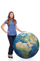 Image showing Woman in full length with earth globe