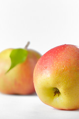 Image showing Ripe apples fruit with leaves