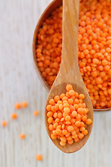 Image showing Red lentils in spoon