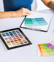 Image showing woman working with color samples for selection