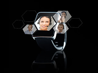 Image showing close up of black smart watch with contacts online