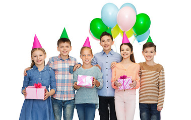 Image showing happy children with gifts on birthday party