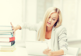 Image showing student with books and tablet pc