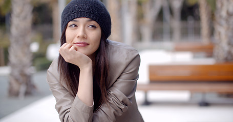 Image showing Thoughtful serious trendy young woman