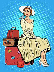 Image showing girl passenger baggage travel trip