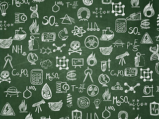 Image showing Education background: School Board with  Hand Drawn Science Icons