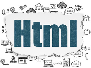 Image showing Programming concept: Html on Torn Paper background