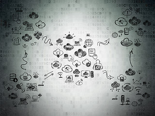 Image showing Digital background: Digital Paper with  Hand Drawn Cloud Technology Icons