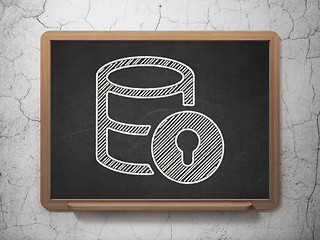 Image showing Database concept: Database With Lock on chalkboard background
