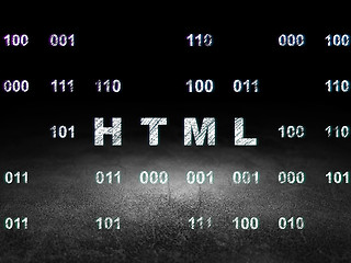 Image showing Programming concept: Html in grunge dark room