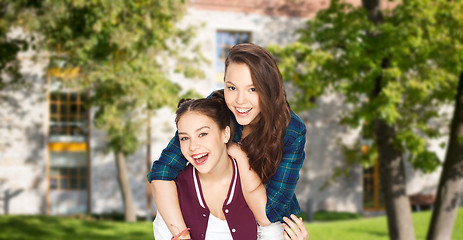 Image showing happy smiling pretty teenage girls having fun