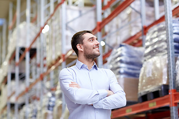 Image showing happy man at warehouse