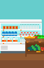 Image showing Background of supermarket shelves.