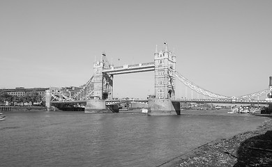 Image showing Black and white Tower Bridge in London