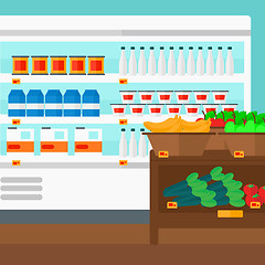 Image showing Background of supermarket shelves.